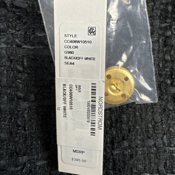 Alice + Olivia Tweed Mini Dress Black Ivory Strappy Sleeveless Designer 12 NWT - Picture 10 of 13